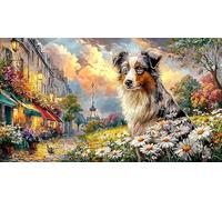 Border-Collie-in-Sunny-Meadow 1000 Piezas Puzzle Reciclado Actividad en casa Juego Familiar Desafiante para Adultos Regalo 70x50/1000pcs