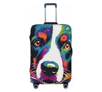 Border Collie in The Style - Funda elástica para equipaje de viaje, protector de maleta, funda de equipaje impresa antiarañazos, Black, M