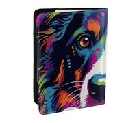 Border Collie in The Style - Funda para pasaporte de piel sintética, organizador de viaje para hombres y mujeres, 6.5 pulgadas, Black, Talla única
