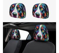 Border Collie In The Style - Protector para reposacabezas de asiento de coche, 2 piezas, elástico, ajuste universal, accesorios interiores para la mayoría de vehículos, para mujeres y hombres