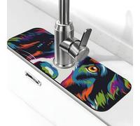 Border Collie in The Style - Tapete de grifo para fregadero de cocina, tapete de secado súper absorbente para cocina, baño, fregadero, cafetería, bar, grifo, decoración, regalos (15 x 5.5 pulgadas)