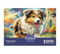 Border Collie Jigsaw Perro Collie en el jardín Puzzle Mil Piezas Papel para Entusiastas - Resistente A Doblar Ocio Decoración Hogar Desafiante 38x26cm/1000pcs