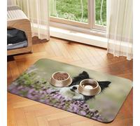 Border Collie Lawn Black Border Collie Pets,Waterproof Pet Feeding Mat,PU Leather Placemats for Cat Dog Water Bowl,Food Mats,40x60cm