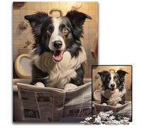 Border Collie Leyendo periódico,Rompecabezas de 1000 Piezas para Adultos,Rompecabezas imposibles para Adultos,Actividad Familiar,Rompecabezas,decoración del hogar,Regalo navideño,50x75cm