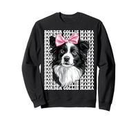 Border Collie Mama Dog Mom Mom Día de la Madre Coqueta Bow Rosa Sudadera