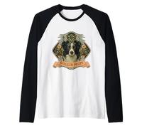 Border Collie Mamá Pastor Vintage Camiseta Manga Raglan