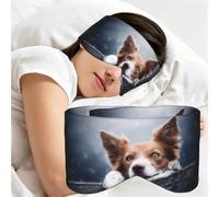 Border Collie marrón Bokeh Dios con ojos amarillos, Antifaz para dormir, ideal para el hogar, viajes y trabajo por turnos. Cubre completamente los ojos y bloquea la luz.