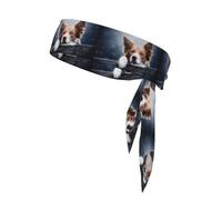 Border Collie marrón Bokeh Dios con Ojos Amarillos, Cinta para la Cabeza, Diadema Deportiva con Lazo, Cinta para el Sudor Multiusos para Hombres y Mujeres.