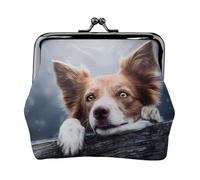 Border Collie marrón Bokeh Dios con Ojos Amarillos,Monedero de Piel sintética, Carteras pequeñas, Monedero con Cierre de Broche