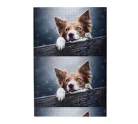 Border Collie marrón Bokeh Dios con Ojos Amarillos, Rompecabezas de 1000 Piezas, Rompecabezas de Madera para Toda la Familia, decoración de Pared para Adultos y Adolescentes.