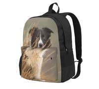 Border Collie, mascotas de jardín, borde blanco y negro,Mochila con bolsillos, mochila informal para el día a día, resistente al agua, ideal para la escuela, viajes