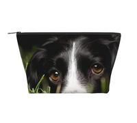 Border Collie Mascotas Hierba Border Collie Negro, Bolsa de artículos de tocador Bolsa de Maquillaje Bolsa de cosméticos Bolsa de artículos de tocador de Viaje portátil