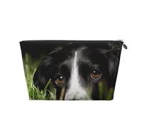Border Collie Mascotas Hierba Border Collie Negro, Bolsa de artículos de tocador Bolsa de Maquillaje Bolsa de cosméticos Bolsa de artículos de tocador de Viaje portátil