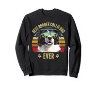 Border Collie Mejor Perro Papá Ever Retro Sunset Beach Vibe Sudadera