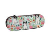 Border Collie Merle Azul Lindo Collie Merle Azul, Estuche para lápices Estuche para lápices de Cuero de PU Estuche para lápices de Gran Capacidad Estuche para lápices Bolsa de cosméticos