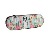Border Collie Merle Azul Lindo Collie Merle Azul, Estuche para lápices Estuche para lápices de Cuero de PU Estuche para lápices de Gran Capacidad Estuche para lápices Bolsa de cosméticos