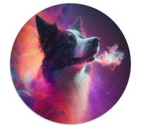 Border Collie Nebula Puzzles 1000 Piezas para Adultos Rompecabezas Redondo 1000 Piezas Juego para Adultos Regalo Juego Interactivo Familiar Desafío Mental Regalo 67,5 x 67,5 cm