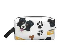 Border Collie Perro Sonriente, Bolsa de Maquillaje Bolsa de cosméticos Bolsa de artículos de tocador de Viaje portátil Organizador de Bolsa de Maquillaje