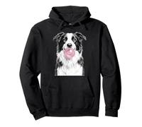 Border Collie Perro soplando Chicle Rosa Sudadera con Capucha