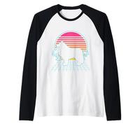 Border Collie Perro Vintage Años 80 Vaporwave Estética Camiseta Manga Raglan