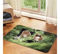 Border Collie Perros Bokeh Mascotas Negro Blanco,Tapete para Comida de Mascotas, manteles Individuales de Cuero sintético para Gatos y Perros,40x60cm