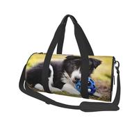 Border Collie Perros Cachorro Mascotas Borde Negro, Bolsa de Viaje de Gran Capacidad, Bolso Redondo, Bolsa de Viaje Deportiva, Bolsa de Mano, Bolsa de Fitness