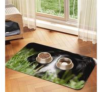 Border Collie Pets Grass Black Border Collie,Waterproof Pet Feeding Mat,PU Leather Placemats for Cat Dog Water Bowl,Food Mats,30x45cm