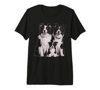 Border Collie Puppy Family Sketch Dibujo Arte. Camiseta Premium