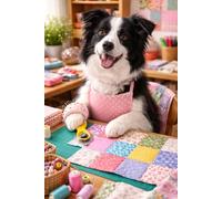 Border Collie Quilting Notebook, Cute Craft Dog Journal, Patchwork Quilt Cover, Sewing & Quilting Gift for Dog Lovers, Lined Notebook 100 pages 6x9