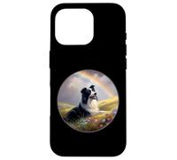 Border Collie Rainbow Bridge Pintura Conmemorativa de Perro Colorido Carcasa para iPhone 16 Pro