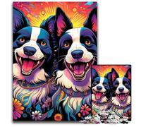 Border Collie - Rompecabezas de Madera para Adultos 1000 Piezas, 50x75cm/19,68x29,52 Pulgadas