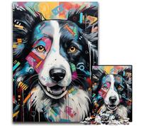 Border Collie - Rompecabezas para Adultos 1000 Piezas, cartón, Juego de ingenio para Adolescentes, Fiestas, 26x38cm/10,23x14,96 Pulgadas