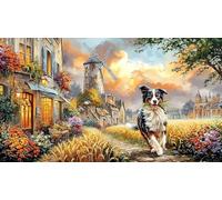 Border-Collie-Running-in-Field 1000 Piezas Puzzle Reciclado Decoración Mural Hermosa para Adultos Juego Educativo Relajación 70x50/1000pcs