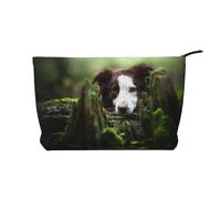 Border Collie Stone, Color marrón Dulce, Perros y Mascotas,Neceser de Pana, Neceser de Maquillaje portátil, Neceser de Viaje