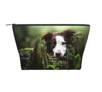 Border Collie Stone Sweet Brown Perros Mascotas, Bolsa de artículos de tocador Bolsa de Maquillaje Bolsa de cosméticos Bolsa de artículos de tocador de Viaje portátil