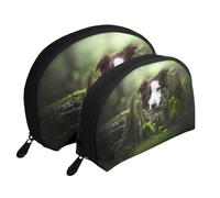 Border Collie Stone Sweet Brown Perros Mascotas, Bolsa de Maquillaje de Concha, Monedero pequeño para Mujer, Bolsa de artículos de tocador, Bolsa de cosméticos, 2 Piezas