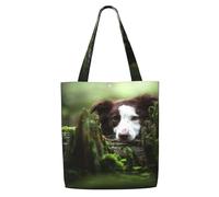 Border Collie Stone Sweet Brown Perros Mascotas，Bolsas de supermercado reutilizables, bolsas de compras, bolsas de lona de gran capacidad, bolso de hombro