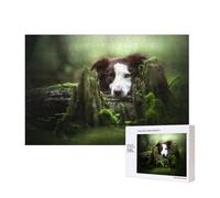 Border Collie Stone Sweet Brown Perros Mascotas,Rompecabezas de Madera de 300 Piezas, Juego Familiar, Rompecabezas para Adultos, Adolescentes, decoración del hogar