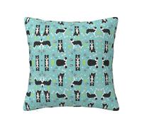 Border Collie Toys - Funda de almohada con cremallera oculta, diseño de pelotas de tenis, color azul claro, funda de cojín de poliéster, funda de almohada decorativa con impresión de doble cara