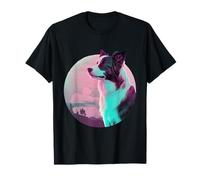 Border Collie Vaporwave Retrowave estética Camiseta