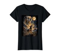 Border Terrier Aullando a la Luna - Amante del Border Terrier Camiseta gráfica económica, Mujer, Negro, M