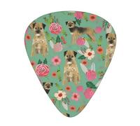 Border Terrier Florales Raza de perro,12 púas de guitarra, 3 grosores diferentes para guitarra acústica, bajo y ukelele