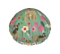 Border Terrier Florales Raza de perro,Gorro de ducha, gorro de noche, gorro de baño elástico impermeable de doble capa, reutilizable para el cabello.