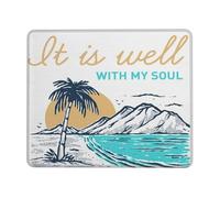 Bordes Cosidos Alfombrilla de Ratón, Escritura de la Playa Está Bien con mi Alma Alfombrilla Multifuncional Tapete de Juego 25X30cm para Oficina Ratón Juegos