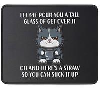 Bordes Cosidos Alfombrilla de Ratón, Gato, déjame servirte un Vaso Alto de Alfombrilla Base de Goma Mouse Mat 25X30cm para Ordenador Oficina Laptop