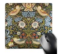 Bordes Cosidos Alfombrilla De Ratón para Juegos Patrón del Ladrón De Fresas De William Morris 25X30Cm, Alfombrilla De Ratón Base De Goma Mouse Mat para Jugadore Trabajo Pc