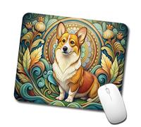 Bordes Cosidos Alfombrilla De Ratón para Juegos Pembroke Welsh Corgi Perro Art Nouveau 25X30Cm, Alfombrilla De Ratón Ergonómico Mouse Mat para Trabajo Gamers Jugadore