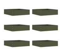 Bordes de acero cuadrados, 6 bordes de jardín, acero, cuadrado, 50 x 50 cm, borde de césped, 6 unidades, verde oliva, 50 x 50 x 13 cm. Este título contiene todas las palabras clave predefinidas