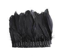 Bordes de plumas de ganso natural - Cinta de satén con plumas plateadas y doradas cinta sumergida para DIY, disfraces, 6.6 pies Erikord