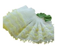 Bordes flexibles arrugados, Ropa de muñeca DIY, 4 capas, corpiño plisado con volantes, encaje, material de costura multicolor, 1 yarda(Giallo)